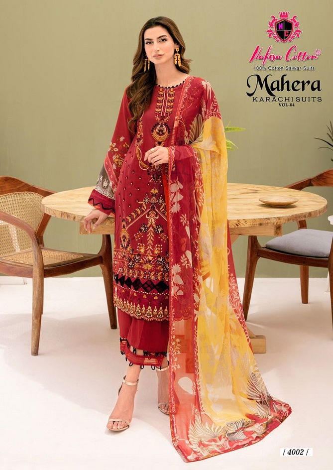 Mahera Vol 4 By Nafisa Printed Karachi Cotton Dress Material Wholesale Clothing Suppliers In India
